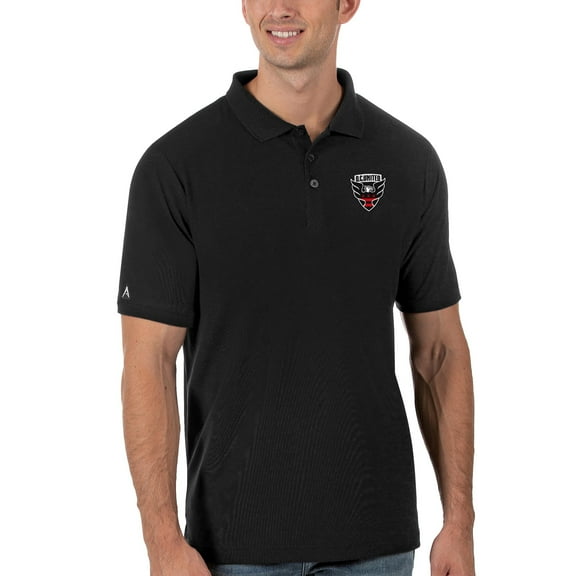 Men's Antigua Black D.C. United Legacy Pique Polo