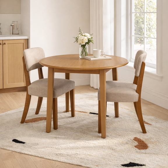 GOMYHOME Extendable Round Dining Table, Folding Wood Table for 2–4, Space-Saving Modern Design