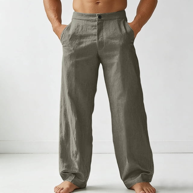 Casual Linen Trousers For Everyday Comfort And Stylish With Button Detail In A Revamped Classic Style For Men