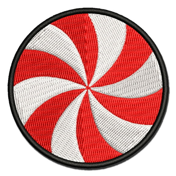 Peppermint Candy Swirl Applique Multi-Color Embroidered Iron-On Patch - 2.5 Inch Small