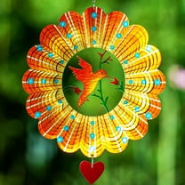SteadyDoggie Wind Spinner Lovebird 12 inches 3D Stainless Steel Hummingbird Laser Cut Metal Art Geometric Pattern - Hanging Wind Spinner, Kinetic Yard Art Decorations - Indoor/Outdoor Decor