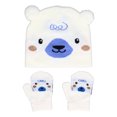 thumbnail image 1 of Conjunto de guantes de gorro de punto para niños, gorro de invierno con patrón de animales de dibujos animados, manoplas, regalo de cumpleaños, color blanco, 1 of 14