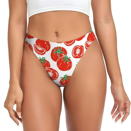 Sigee Hand Drawn Tomatoes for Women s G-String Panty  Low Rise  Soft Lace Perfect for Everyday Wear or Special Occasions-Large