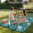thumbnail image 4 of Green White Floral Outdoor Rug 4x6 Ft - Reversible Patio Rug Outdoor Camping Rugs, Farmhouse Retro Botanical Leaves Washable Indoor Outdoor Area Rugs, Non-Slip Outdoor Carpet Runner for Deck/Porch, 4 of 8