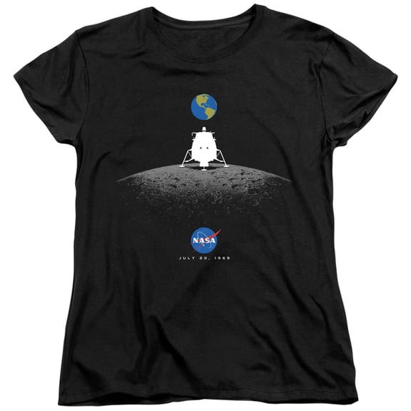 Nasa Moon Landing Simple Women's T-Shirt Black
