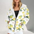 thumbnail image 5 of Bibifish Womens Lemon Floral Print Full Zip Hoodies Long Sleeve Hoodies Drawstring Hood Loose Fit Casual Picnics Bright Hooded Tops With Pockets, 5 of 6