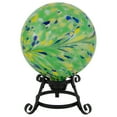 thumbnail image 2 of Northlight Hand Painted Swirled Outdoor Patio Garden Gazing Ball - 10" - Yellow and Green, 2 of 6
