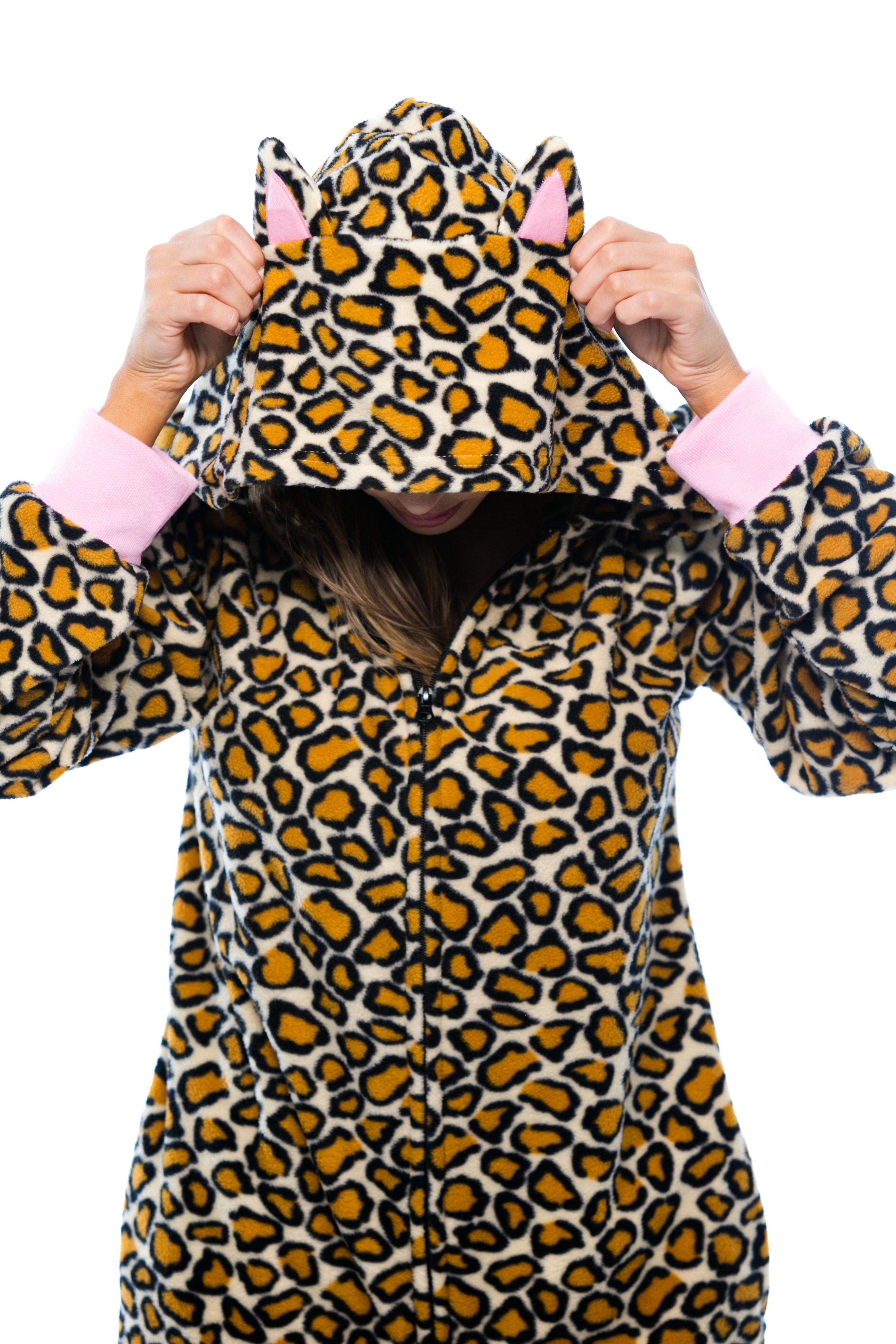 Adult Onesie with Animal Prints / Pajamas (Cheetah, Small)