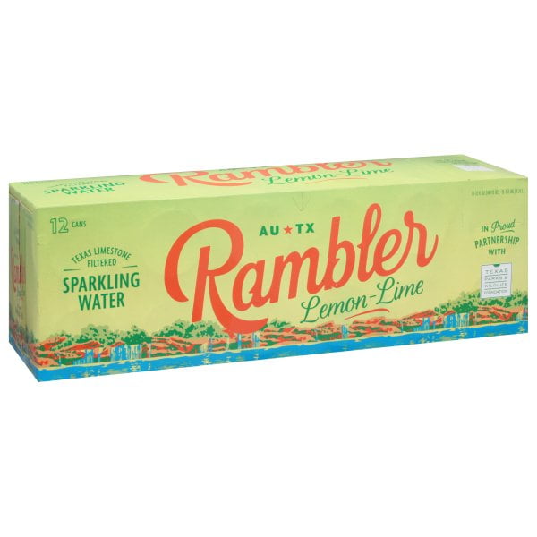 RAMBLER Sparkling Water, Texas Limestone Filtered, LemonLime, 12Ounce Cans, 12Pack