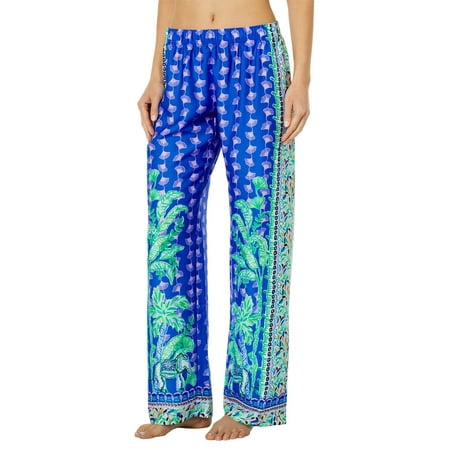 Lilly Pulitzer PJ Woven Pants Blue Grotto Fan Favorite Engineered LG ...