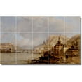 thumbnail image 1 of Ceramic Tile Mural-James Webb Waterfront Painting 249. 40" w x 24" h using (15) 8 x 8 ceramic tiles, 1 of 3