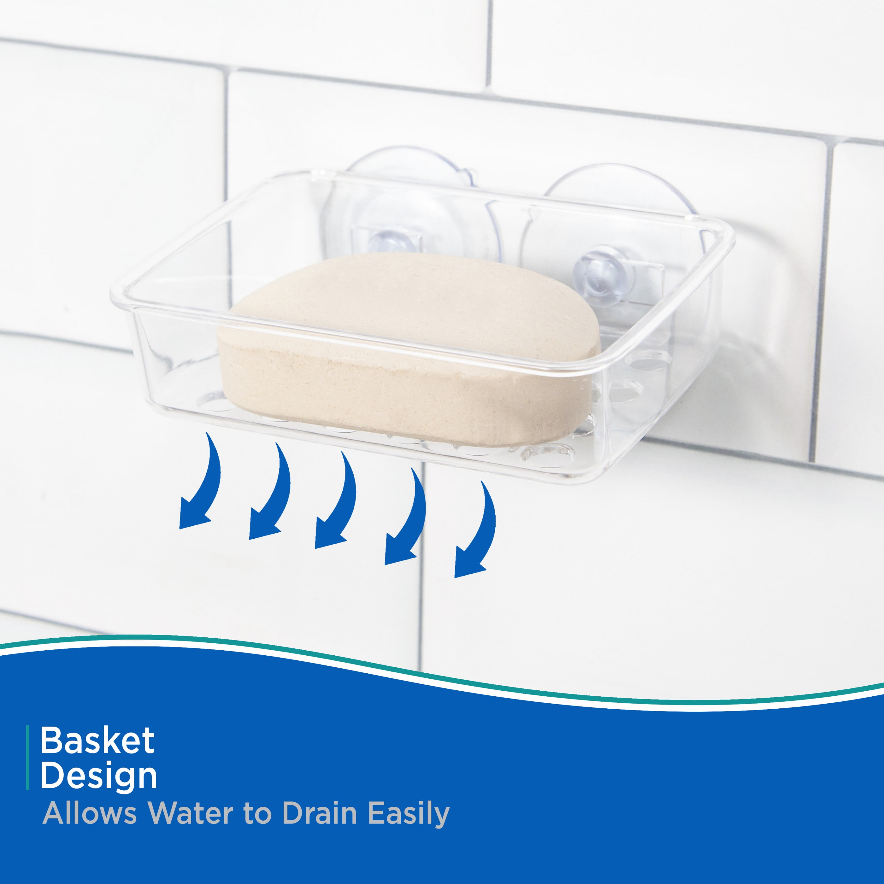 Kenney Plastic Suction Cup Soap or Sponge Dish, Clear