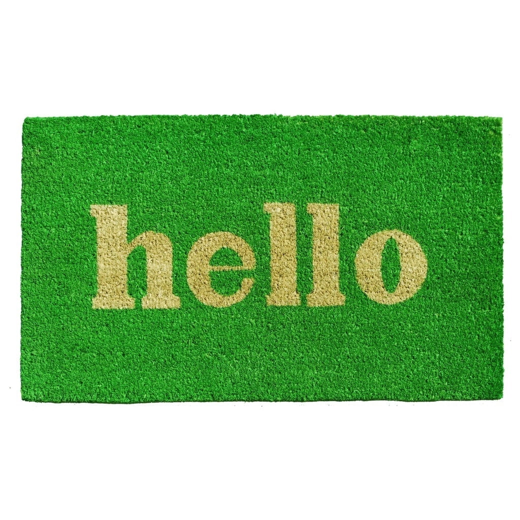 Calloway Mills Hello Outdoor Doormat Green/Natural Block 24" x 36"