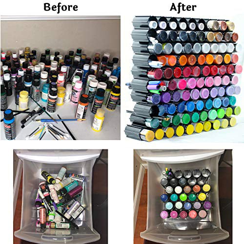 100 pc Set, Craft Paint Organizer - Storage Paint Rack, Pens