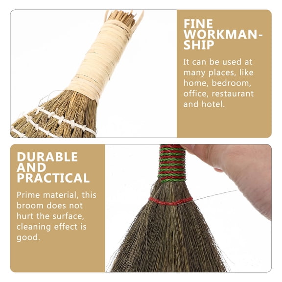 PTOOTP Mlins 2-Pack Simple Style Dust Brush Set, Household Wood Straw Broom, Multi-Functional Cleaning Brushes