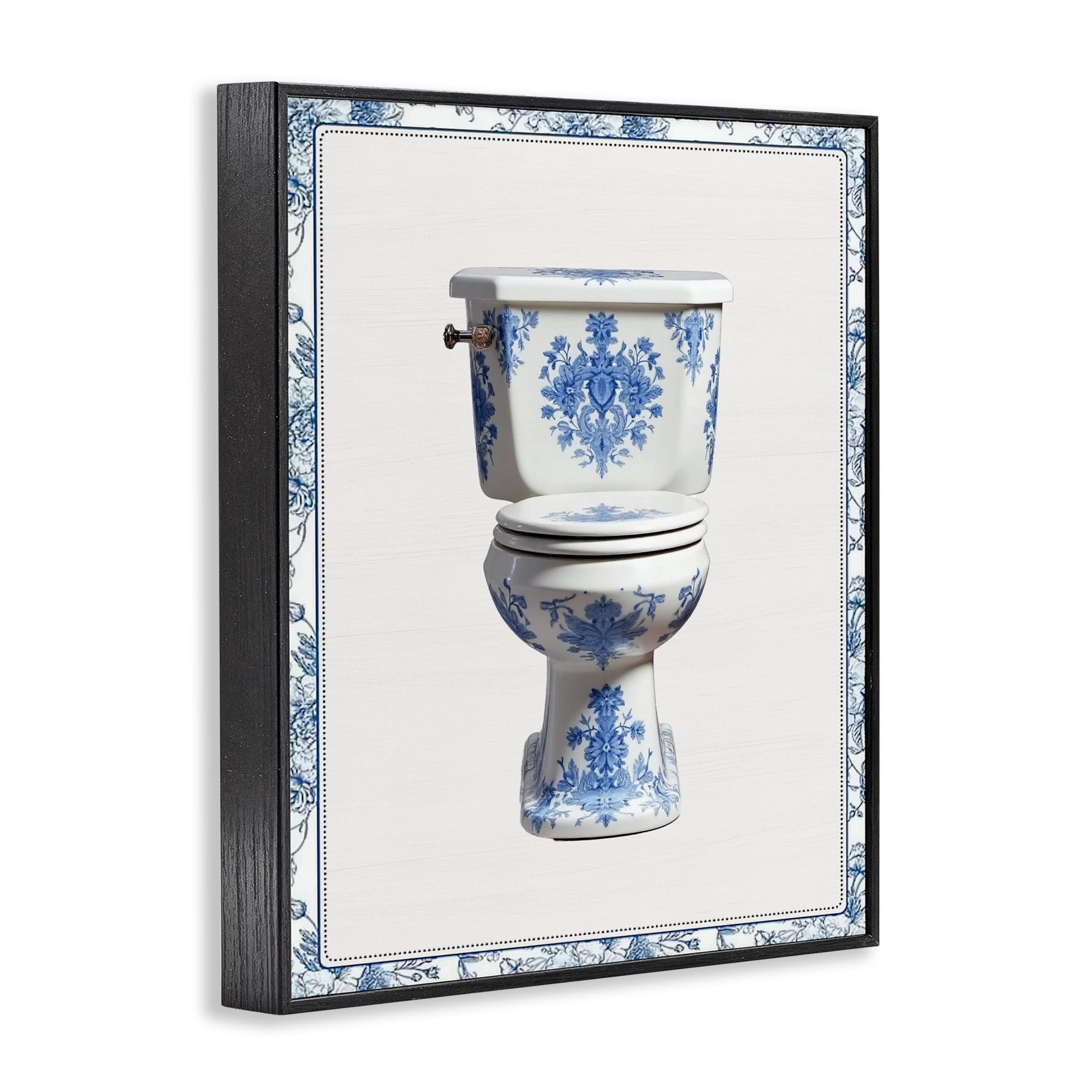Vintage Chinoiserie Toilet Black Framed Giclee Art, design by Lettered and Lined