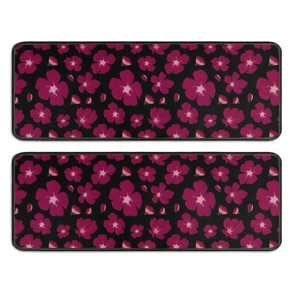 Kitchen Rugs Sets Of 2,Pioneer Flower Floral Print Pattern Anti Fatigue Kitchen Mat Rugs Non Slip Washable,Decorative Kitchen Floor Mats for Kitchen,Sink,Laundry,17"x47" 17"x47"