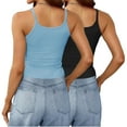 thumbnail image 4 of Womens Tank Tops Pack of 2, Ribbed Knit Slim Fit Scoop Neck Summer Crop Camis Tees Basic Undershirts (XL, Black), 4 of 7