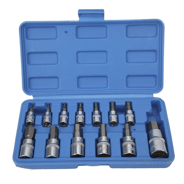 Juego de llaves de vaso hexagonales de 1/4", 3/8" y 1/2" para reparación de mantenimiento de automóviles con caja de herramientas