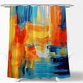 thumbnail image 3 of Abstract Shower Curtain Blue Orange Oil Painting Watercolor Grunge Brushstrokes Colorful Art Modern Home Decor Fabric Bathroom Curtain with plastic hook, 3 of 3