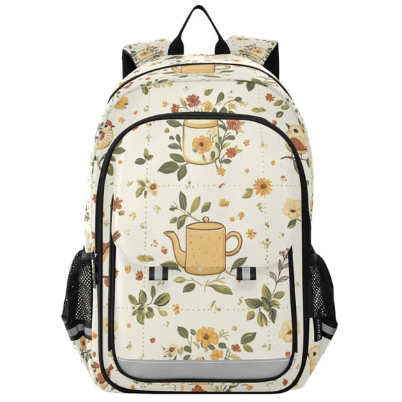 FORMRS Unisex School Backpack 17" Student Travel Bag with Laptop Compartment, Birds Sunflowers