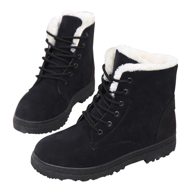 Botas de Nieve Tobillo Antideslizante Moda Mujer para Caminar Senderismo (39) Negro