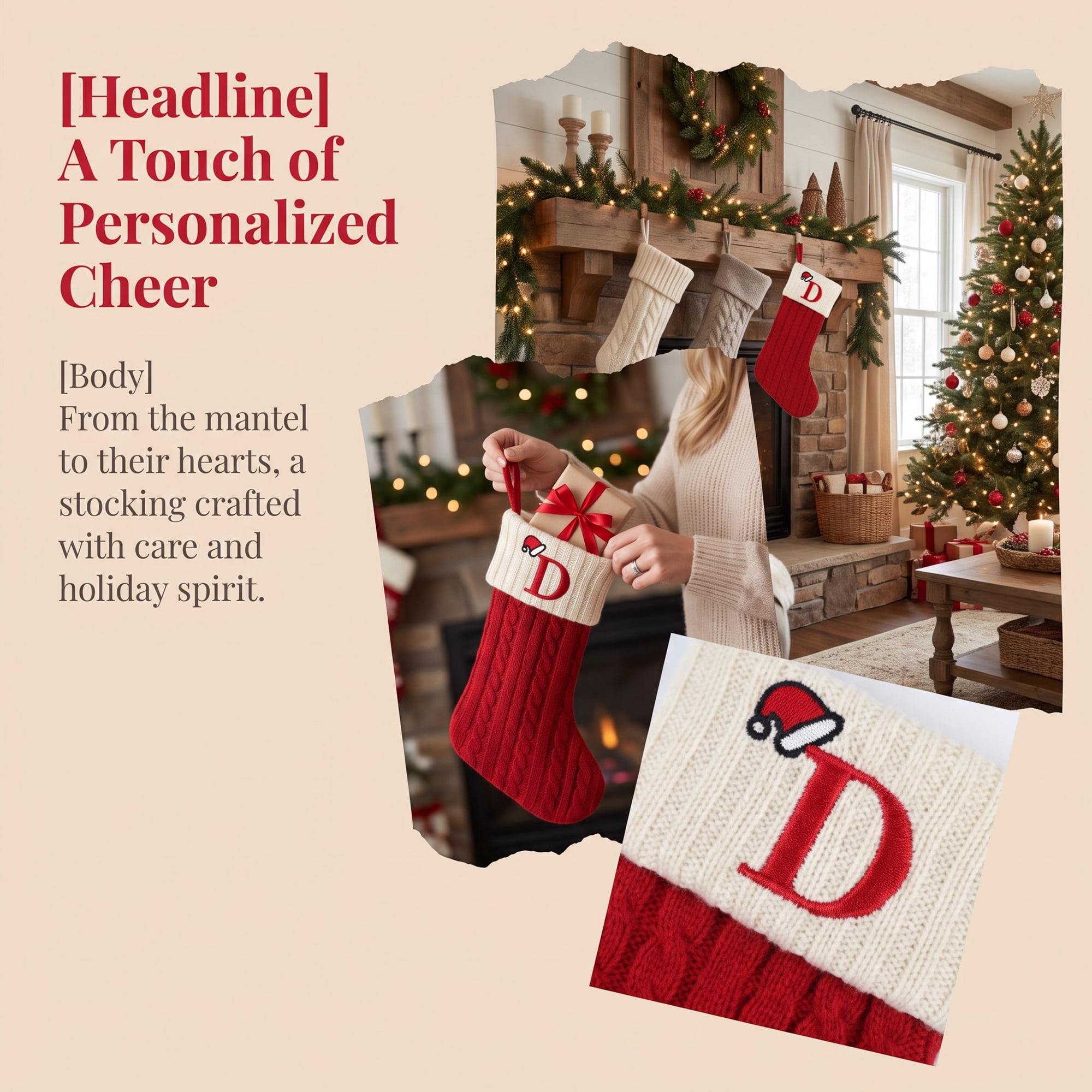 Unique Bargains Cartoon Christmas Luxury Grand Hearth Accent Stocking Letter D 8"