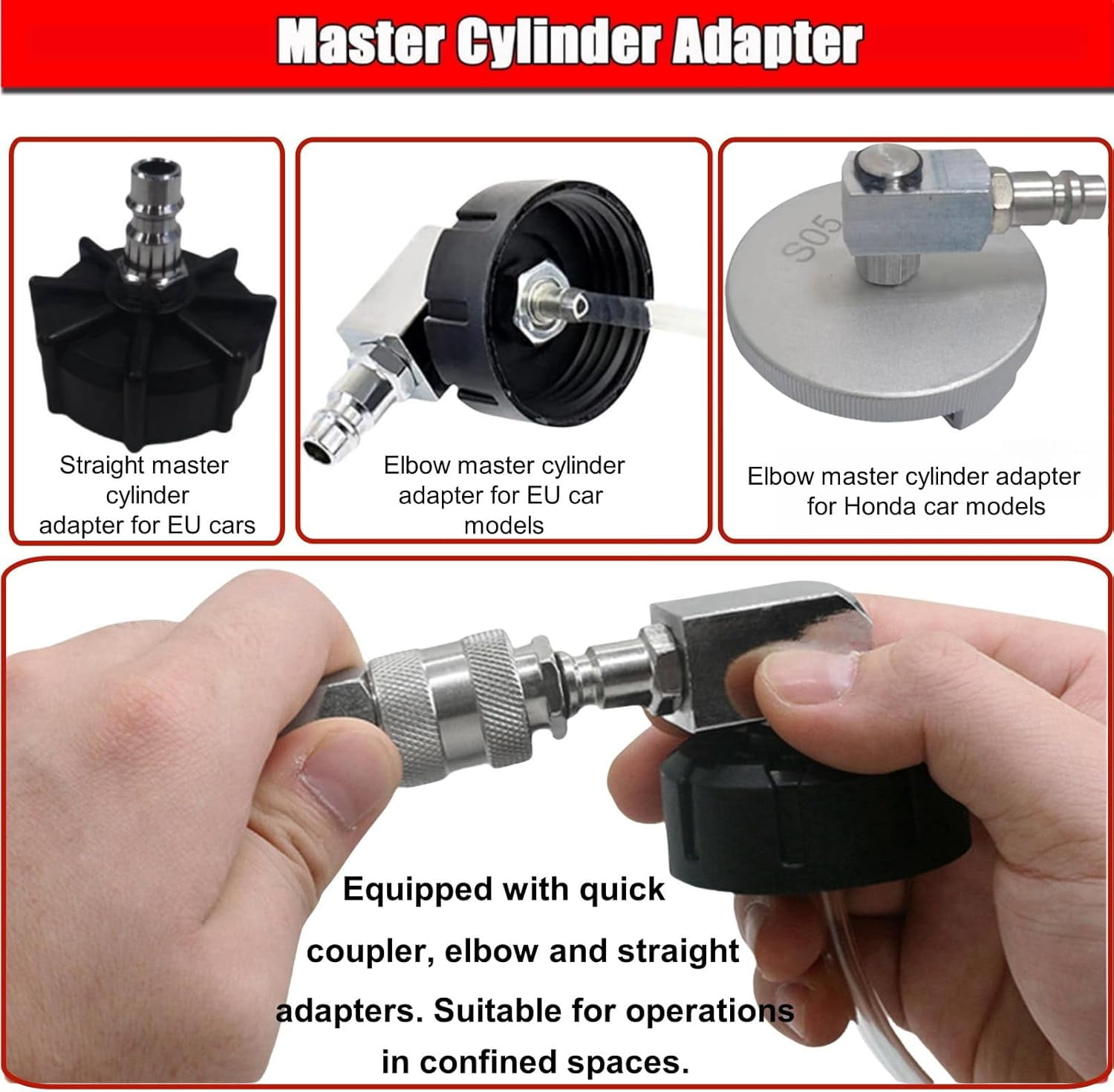 3L Manual Brake Bleeder Kit with Vacuum Pump – Compatible with Honda & European Cars (Includes 1 Aluminum Adapter for Honda + 2 Universal 45mm Caps + 150cm Hose + 1L Oil Bottle)