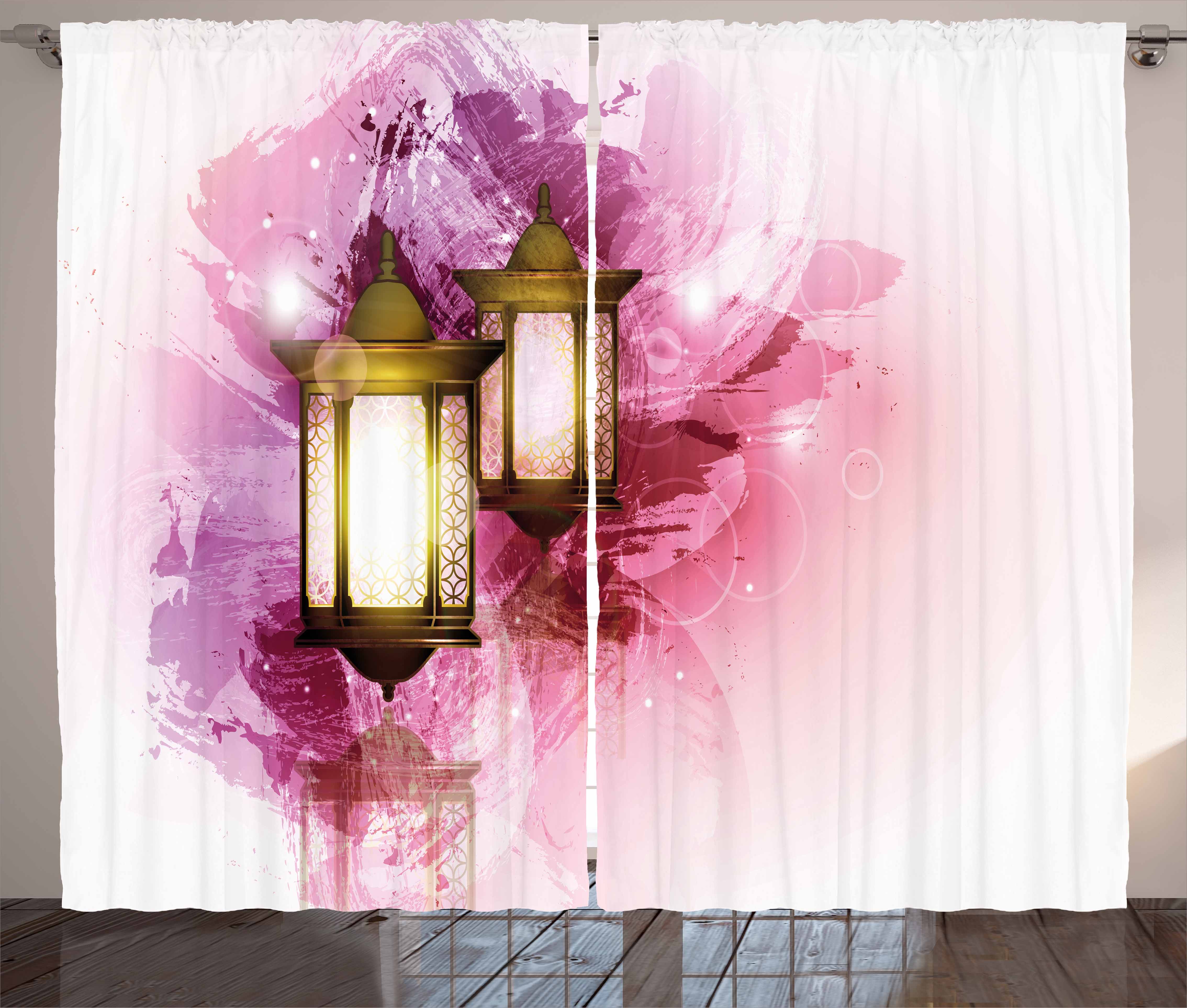 Lantern Curtains 2 Panels Set, Ramadan Themed Fanoos Festive Celebration... by Kozmos