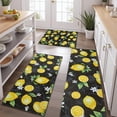 thumbnail image 2 of Yellow Lemon Fruit Flowers Black Pattern Kitchen Rugs Sets Of 3,Kitchen Runner Rugs Non Skid Washable,Decorative Kitchen Floor Mats for Kitchen,Sink,Laundry,17"x30"+ 17"x47" + 17"x59", 2 of 6