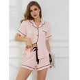 thumbnail image 5 of Women's Button Down Pajama Set Cute 2 Piece Short Sleeve Shirt Shorts Sleepwear Lightweight Summer Lounge Set Soft Bride Pjs Modal Pink Large, 5 of 5