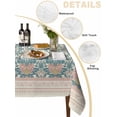 thumbnail image 2 of Teal Pink Geometric Table Cloth, Vintage Floral Watercolor Boho Waterproof Tablecloth for Square Tables, Reusable Washable Fabric Table Cover for Restaurant Kitchen Dining Tables 54"x54", 2 of 6