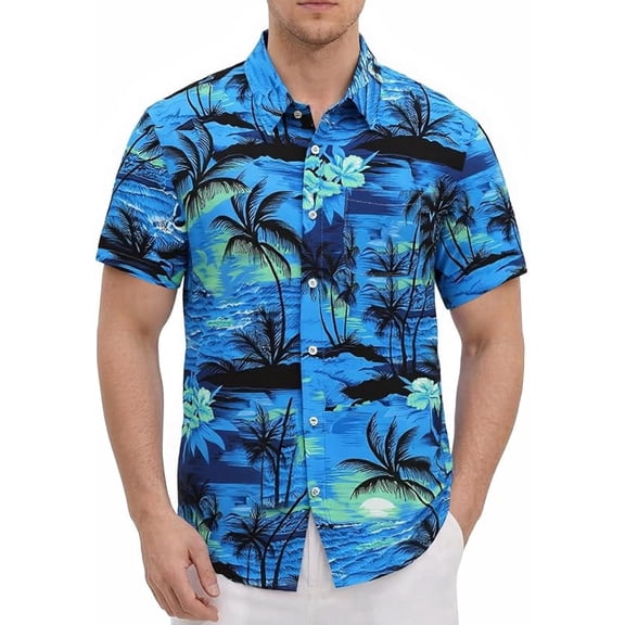Casual Hawaiian Button-Up Shirt, Men's