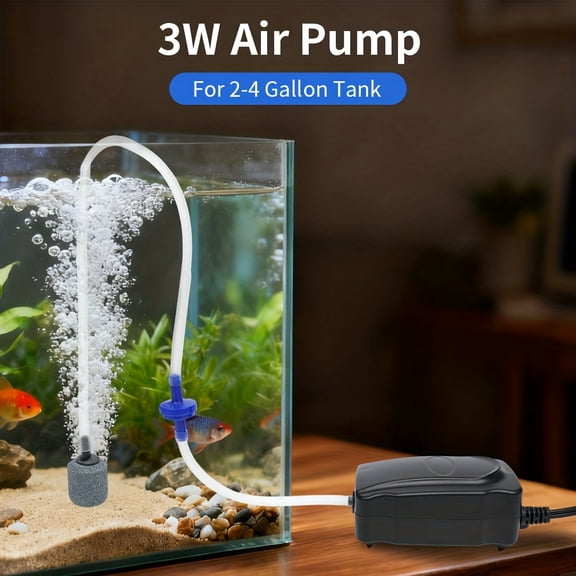 Aquarium Oxygen Pump, Suitable for 2-4 Gallon Fish Tanks, Battery-Free Air Pump with Accessories, Aquarium Bubble Aerator