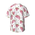 thumbnail image 2 of Xecao offers the Watermelon for Men's Casual Short-sleeved Shirt, a button-up collared shirt with a pocket, perfect for beach vacations and yacht travel in the XX-Large size., 2 of 7