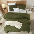 thumbnail image 6 of AOJIM Olive Green Comforter Set King Size, 1 King Size Duvet Insert with 2 Pillowcases, Lightweight Bed Set for All Seasons, Simple Boho Bedspread Blanket, 6 of 9