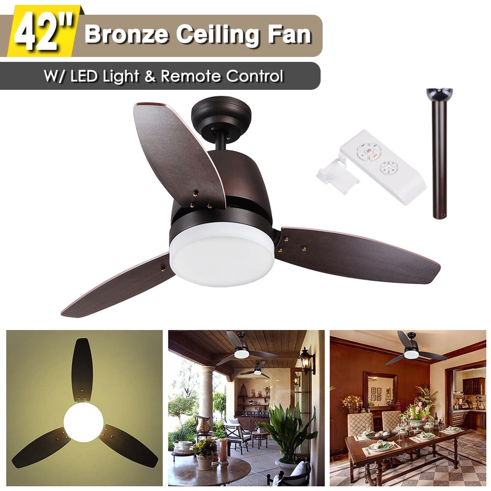 2PCs 52”Ceiling Fan Light w/ 3 Color LED Light Remote Control & 3 Plywood Blades 