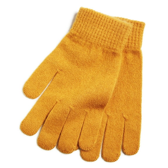iMongol Pure Merino Wool Women Ladies Full Fingers Knitted Gloves Mittens (Yellow)