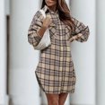 thumbnail image 5 of Women's Flannel Plaid Shirt Dress Casual Lapel Long Sleeves Button Down Tunic Blouses Tops Fashion Loose Mini Dress with Pockets, 5 of 5