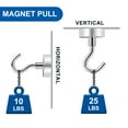 thumbnail image 3 of Emlimny Magnetic Hooks, 25 lbs + Heavy Duty Earth Magnets with Hook for Refrigerator, Extra Strong Cruise Hook for Hanging, Magnetic Hanger for Curtain, Grill(Silver, Pack of 6), 3 of 9