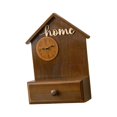 thumbnail image 3 of Reloj de pared decorativo con estante de exhibición redondo de madera con cajón de almacenamiento para pasillo Marrón, 3 of 9
