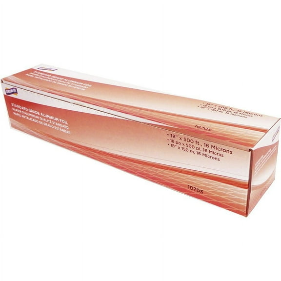 Genuine Joe Standard Grade Aluminum Foil - 18" Width x 500 ft Length - Pliable, Disposable - Aluminum Foil - Silver | Bundle of 5 Each