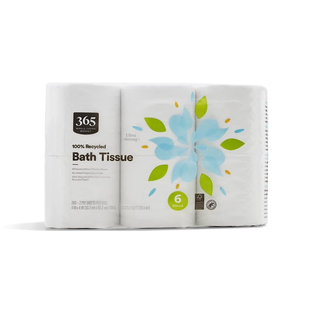 Papel higiénico Bath Tissue 365 by Whole Foods Market, 6 rollos, ultraresistente