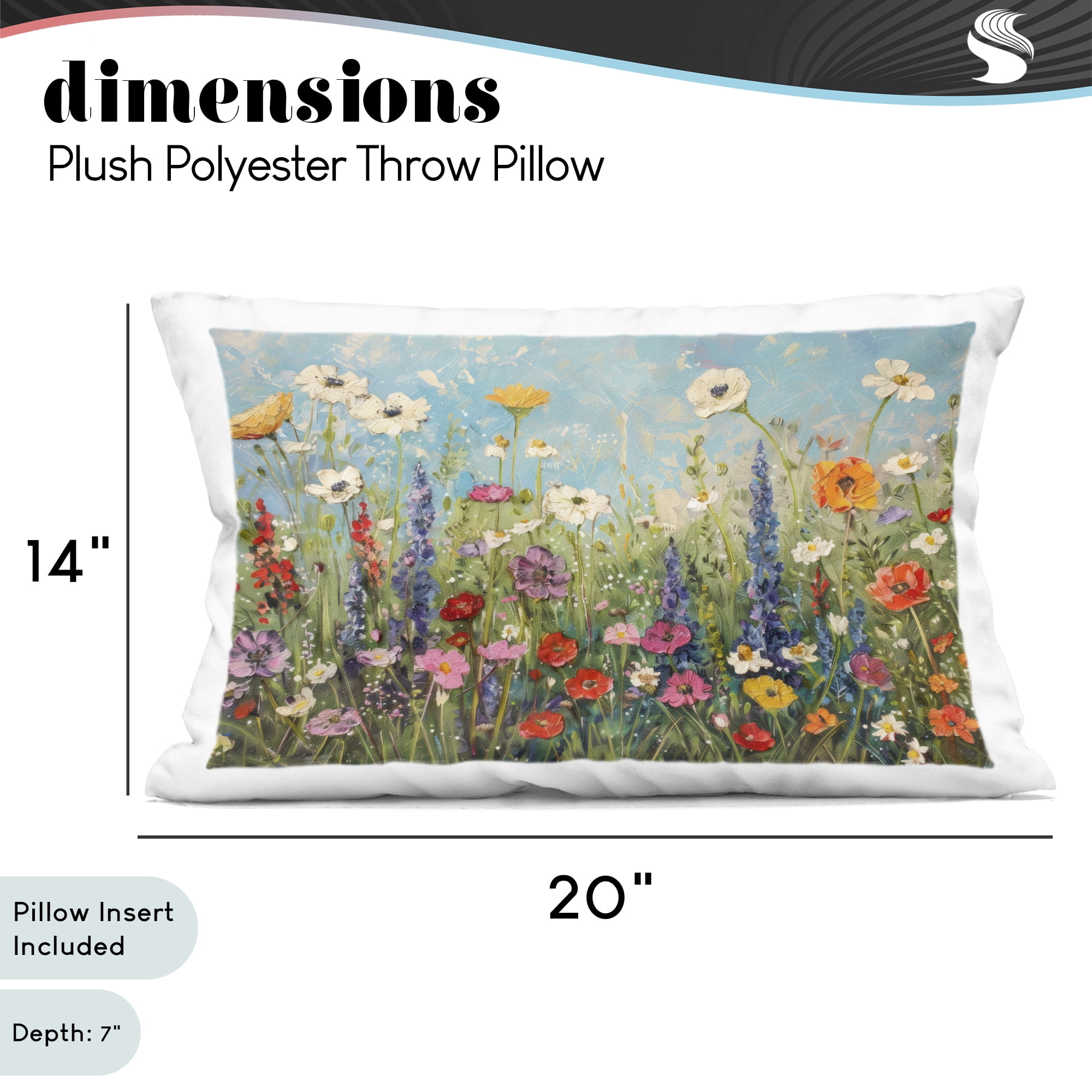 Stupell Industries Wildflower Field of Spring Blooms Decorative Printed Throw Pillow, design by Creative Studio, 14 x 7 x 20