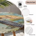 thumbnail image 3 of Ocean Turtle Round Tablecloth for 36-44 Inch Tables,Fitted Table Cover with Elastic Edge,Coastal Coral Illustration Retro Painting Waterproof Outdoor Table Cloth Protector for Patio Garden Dinner, 3 of 9