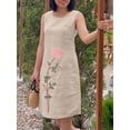 thumbnail image 3 of ZANZEA Summer Vintage Dress Women Sleeveless Floral Embroidery Sundress Cotton Knee-length Robe Casual Holiday Beach Vestidos, 3 of 5
