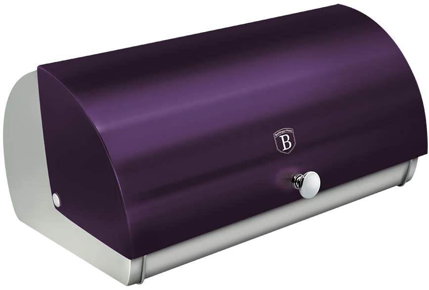 BerlingerHaus Stainless Steel Bread Box for Kitchen Countertop, Purple