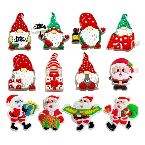 Shoe Decoration Charms Luminous, Santa Claus, 12-Piece