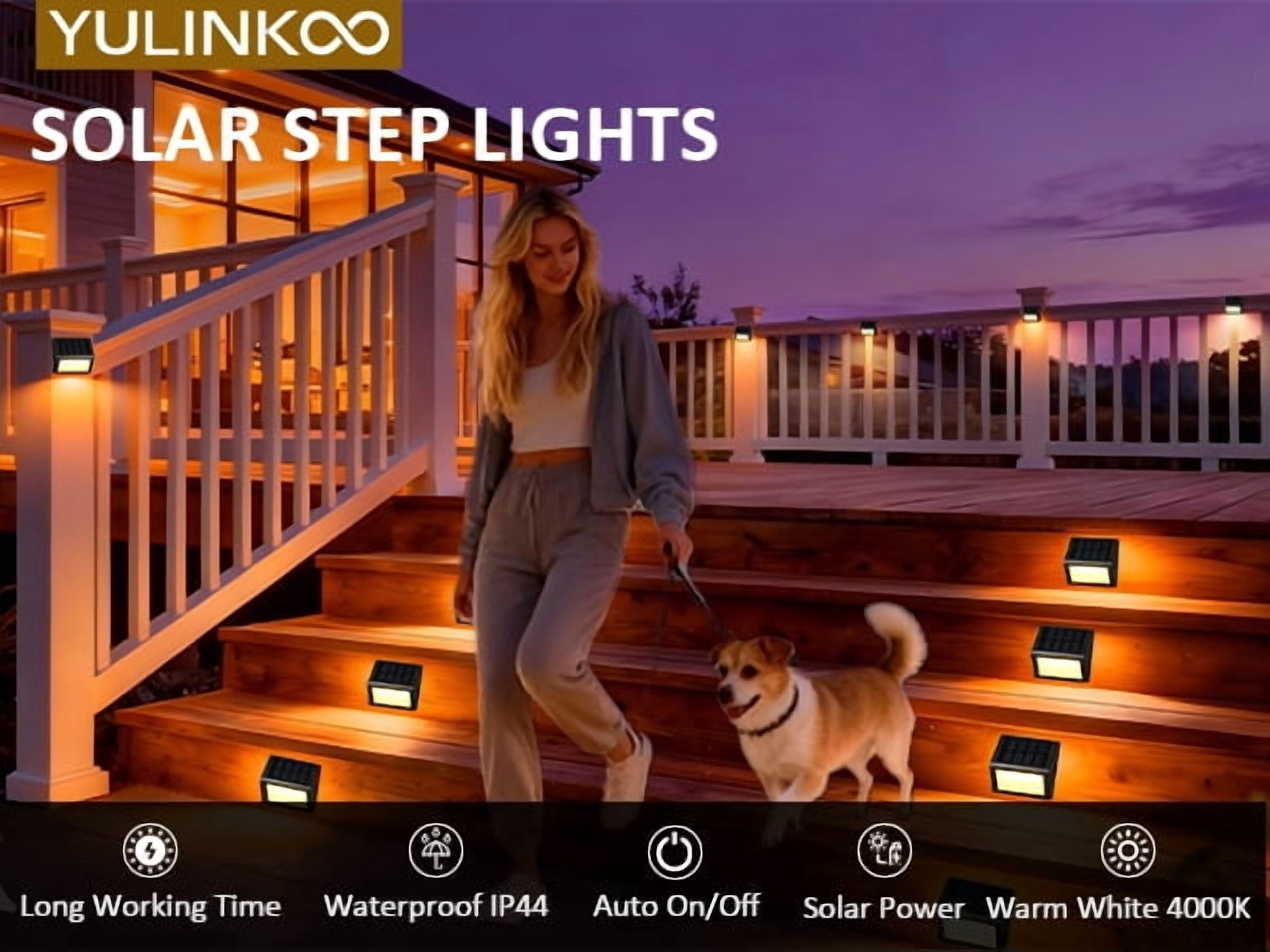 YULINKCO Solar LED Wall Light, Waterproof Outdoor Solar Pathway Light, Automatic On/Off, Energy-efficient Garden Light for Yard, Pathway, Fence, and Wall Mount