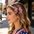 thumbnail image 4 of Independence Day Bow Hair Clip Accessory Holiday Party Red White Blue Star Striped Flag Hair Accessory Side Clip, 4 of 6